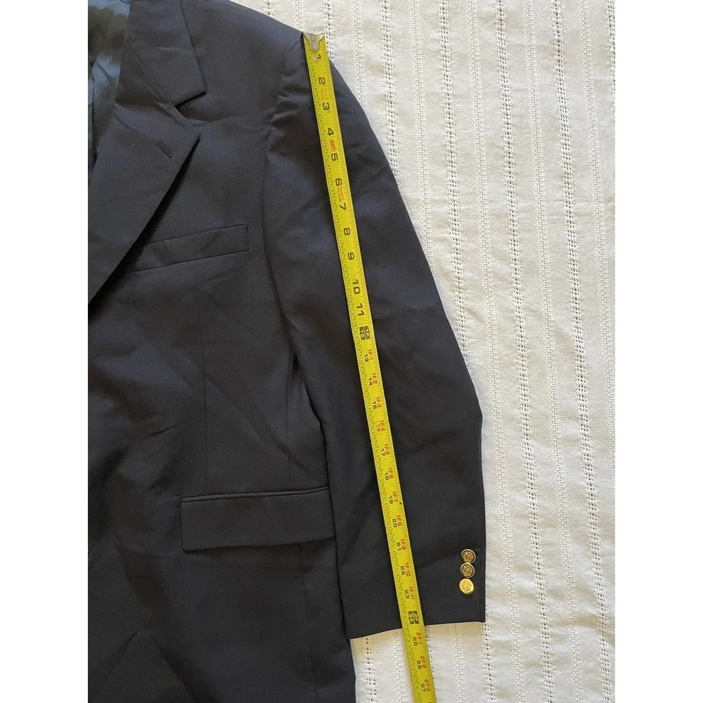 VTG Botany 500 Navy Blue Wool Blend Double Breasted Gold Button Blazer 42R